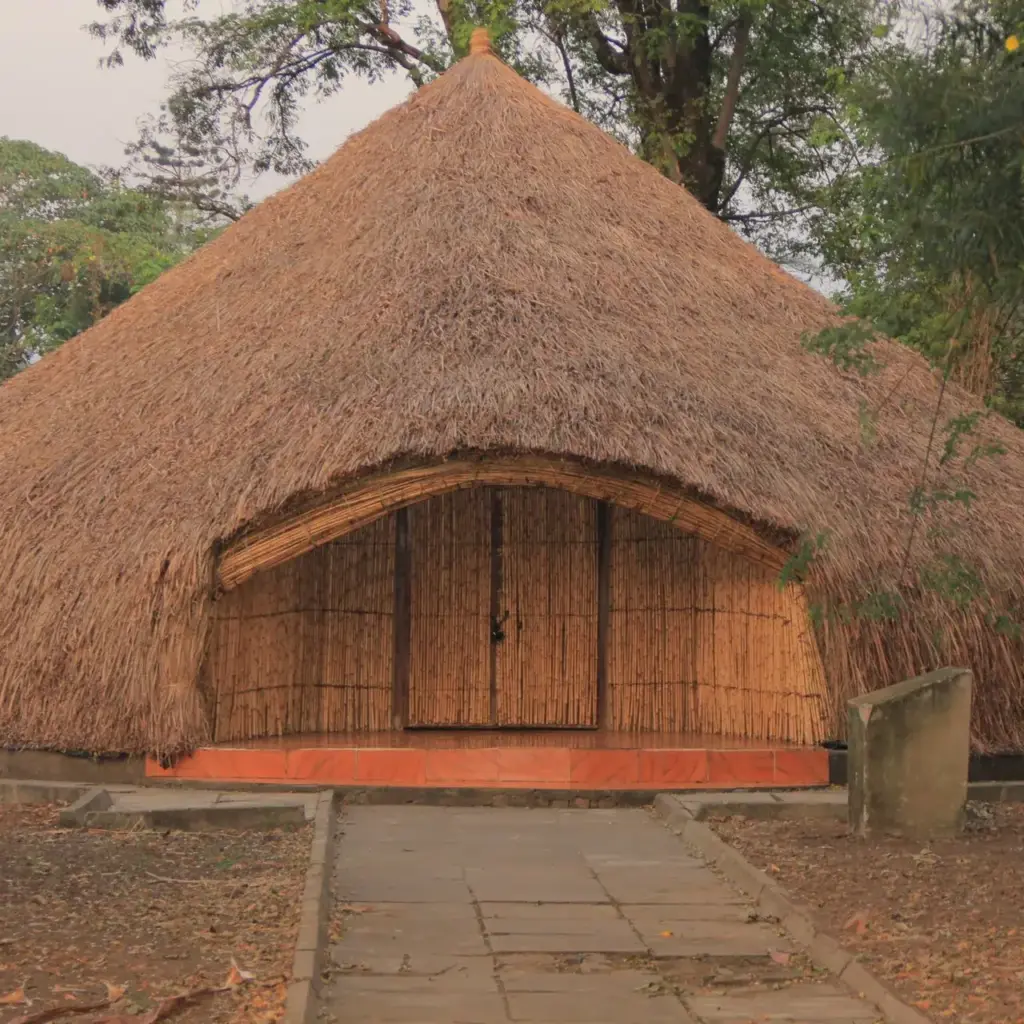 Thatched royal tomb building at Mparo near Hoima, Bunyoro, Uganda