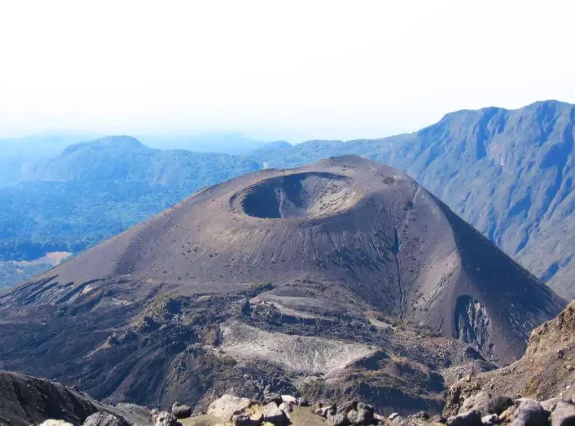 The ash cone and crater of Mount Meru above Arusha National Park, Tanzania