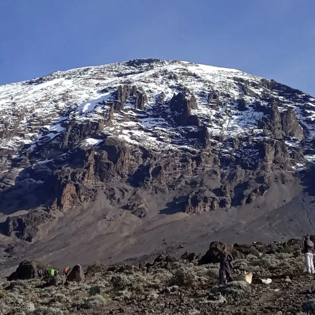 Snow-capped summit of Mount Kilimanjaro