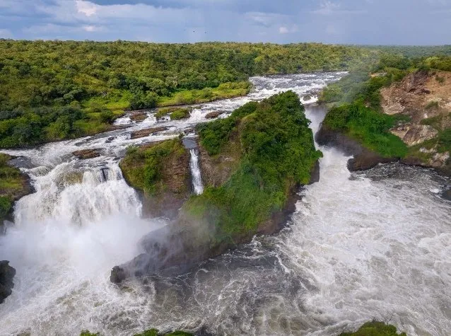 Aerial view of Murchison Falls and the Nile gorge